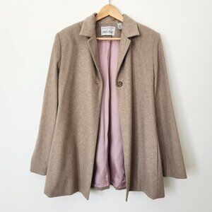 Vintage Lord & Taylor Beige Cashmere Blazer Jacket Swing Tan Button Wool Size 10